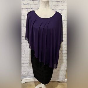 Enfocus Woman Purple/Black Chiffon/Capelet Dress Event/Wedding Plus Size 16W